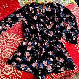 Black short floral romper size large